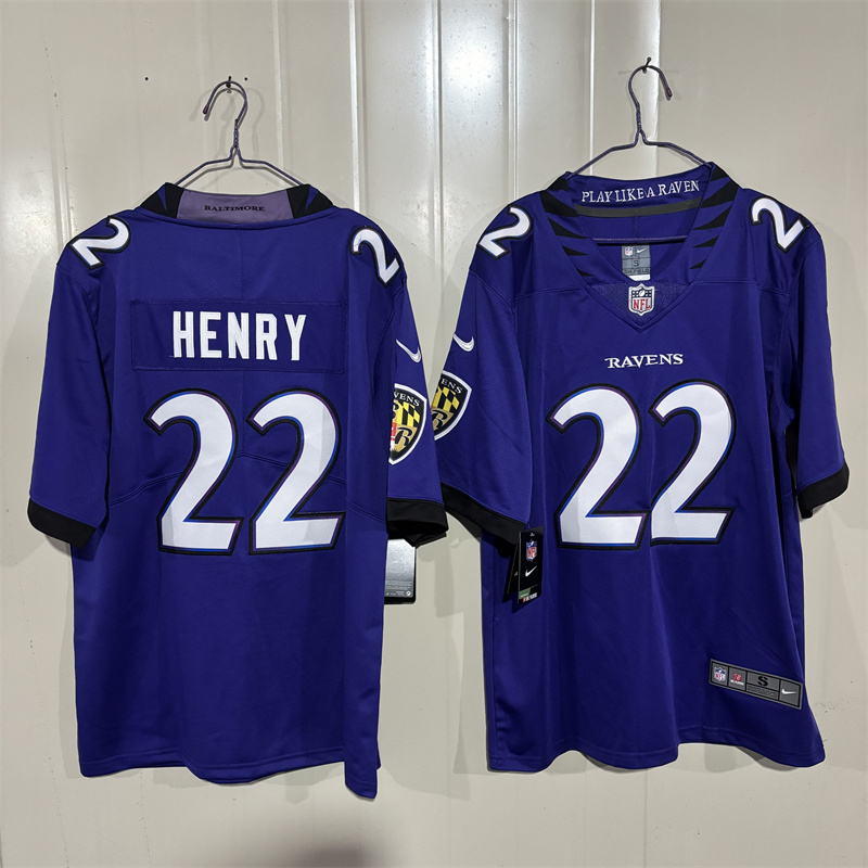 Men's Baltimore Ravens #22 Derrick Henry Purple 2026 Vapor Stitched Limited Football Jersey